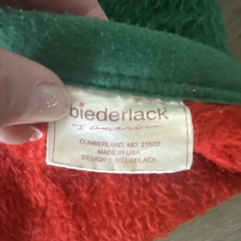 VTG Biederlack Red Green Santa Christmas Throw Lap Blanket Reversible 57